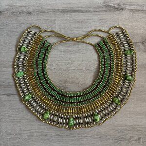 Egyptian Cleopatra Style Collar Necklace with 9 Scarabs, Costume Accessories